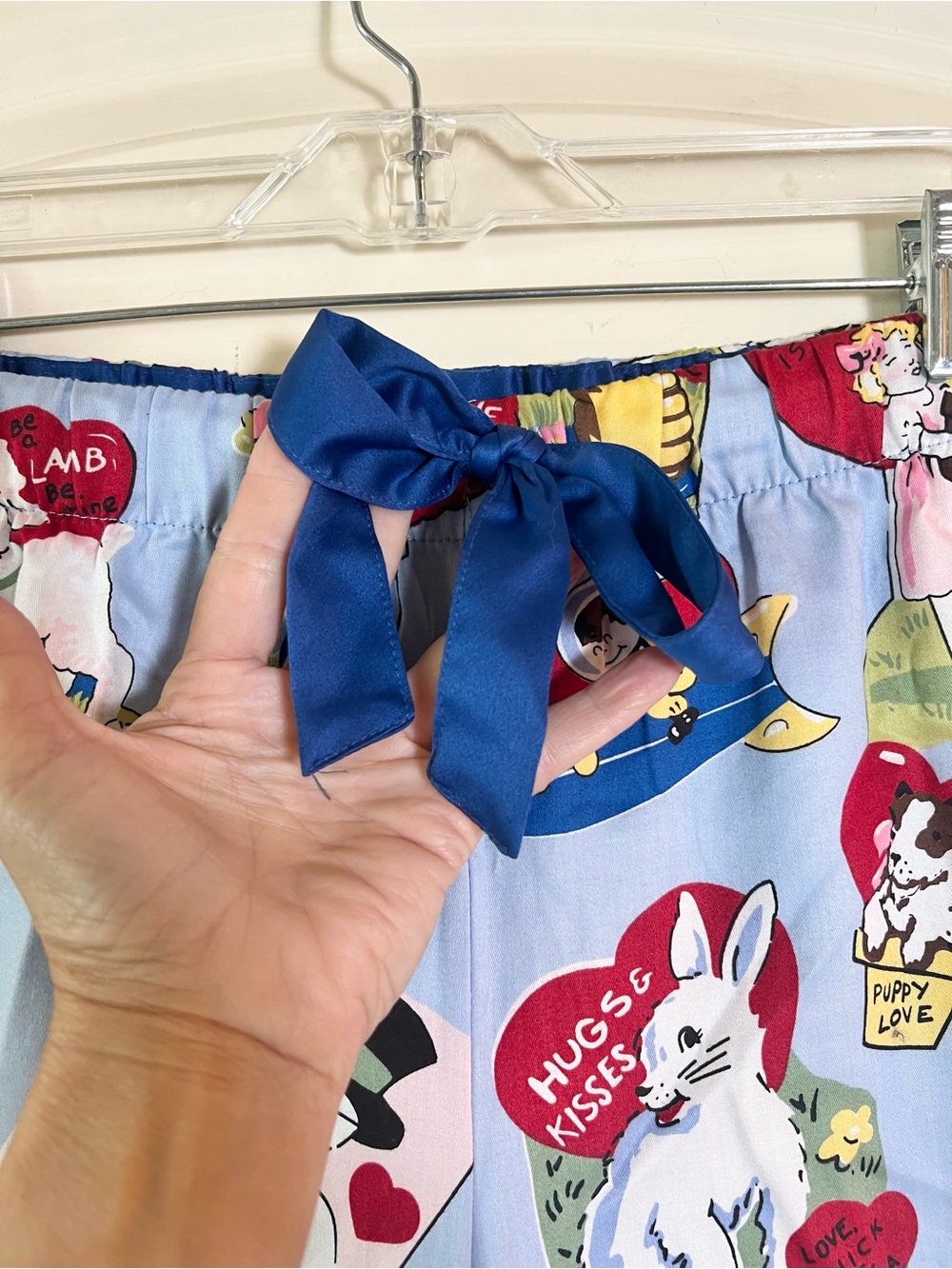 Nick & Nora Vintage Valentine Pajama Pants XXL Blue Cotton Flannel Rare - Picture 3 of 7